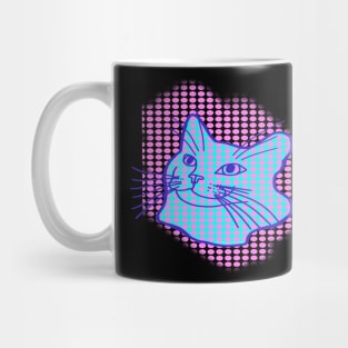 Blue Cat Pink Polka Dots Mug